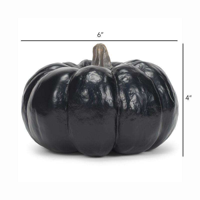Midnight Black 6 inch Resin Harvest Decorative Pumpkins Pack of 6