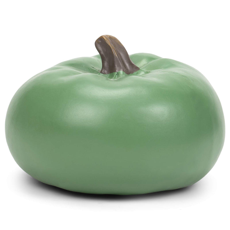Front view of Sage Green 6 inch Harvest Decorative Pumpkin