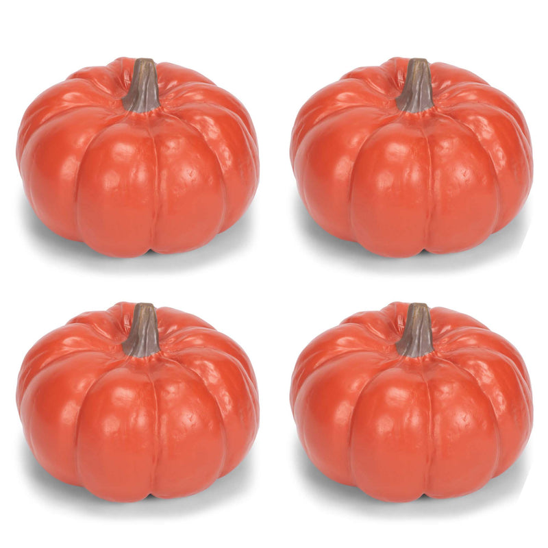 Front view of Natural Orange 6 inch Harvest Decorative Pumpkins Pack of 4