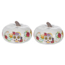 Floral 6 inch Resin Dia De Los Muertos Decorative Pumpkins Pack of 2