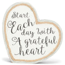 Dicksons Start Each Day Grateful Heart Twine String Gray 4.5 x 5 Heart Shaped Wood Table Top Sign Plaque