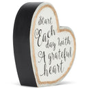 Dicksons Start Each Day Grateful Heart Twine String Gray 4.5 x 5 Heart Shaped Wood Table Top Sign Plaque