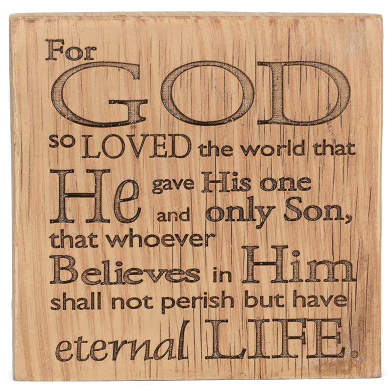 Dicksons God So Loved John 3:16 Nail Cross and Thorn Heart 3 inch Table Plaque Sign