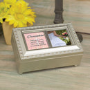 Top down view of Quinceañera from Girl to Woman Champagne Rope Trim Petite Music Box