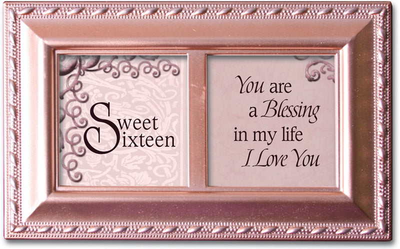 Sweet Sixteen You Are a Blessing Matte Pink Jewelry Music Box Plays You Light Up My Life