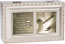 First Communion Brushed Silver Music Box Plays Amazing Grace