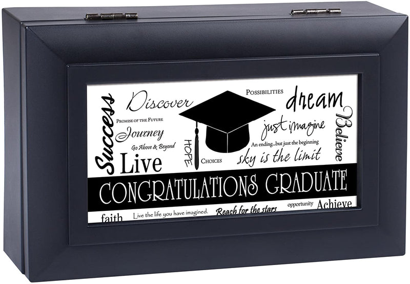 Congratulations Graduate Petite Black Graduation Musical Jewelry Box Plays Pomp and Circumstance