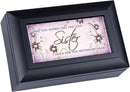 Top down view of Sister May You Always Feel Love Matte Black Petite Jewelry and Music Box