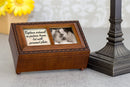 Top down view of Pastor's Wife Loving Support Woodgrain Rope Trim Petite Music Box