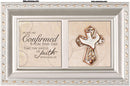 Confirmation Cross Champagne Silver Music Box Plays Amazing Grace