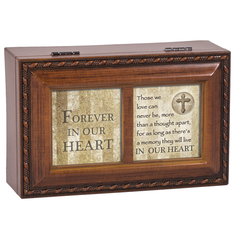 Top down view of Bereavement Memory Forever Heart Sympathy Rope Trim Jewelry and Music Box