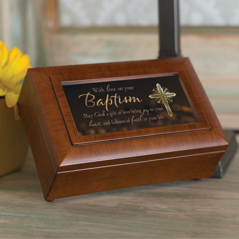 Love On Your Baptism Woodgrain Music Box Plays Amazing Grace