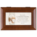 On Your Communion Scripture Woodgrain Music Box Plays Amazing Grace