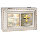 First Communion Champagne Silver Music Box Plays Amazing Grace