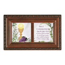 First Communion Woodgrain Music Box Plays How Great Thou Art