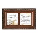 First Holy Communion Woodgrain Music Box Plays Amazing Grace
