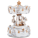 Elanze Designs Gilded Gold White Reindeer Musical Carousel Plays We Wish You A Merry Christmas