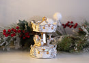 Elanze Designs Gilded Gold White Reindeer Musical Carousel Plays We Wish You A Merry Christmas