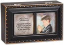 First Communion God Beside You Matte Black Jewelry Music Box Plays Handels Hallelujah