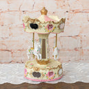 Front view of Cupid Rose Garland Horses Musical Carousel 10 inch Rotating Figurine Plays Tune Carousel Waltz