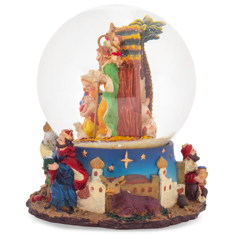 Elanze Designs Nativity Wise Men Night Sky 100 MM Christmas Snow Globe Plays Silent Night