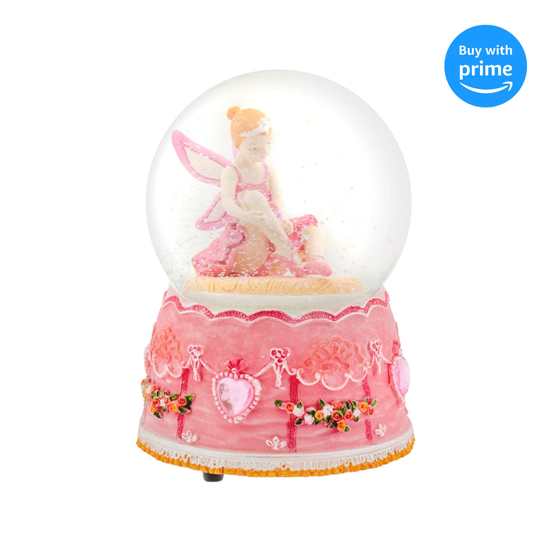 Front view of Rotating Ballerina Princess Fairy Musical Snow Globe