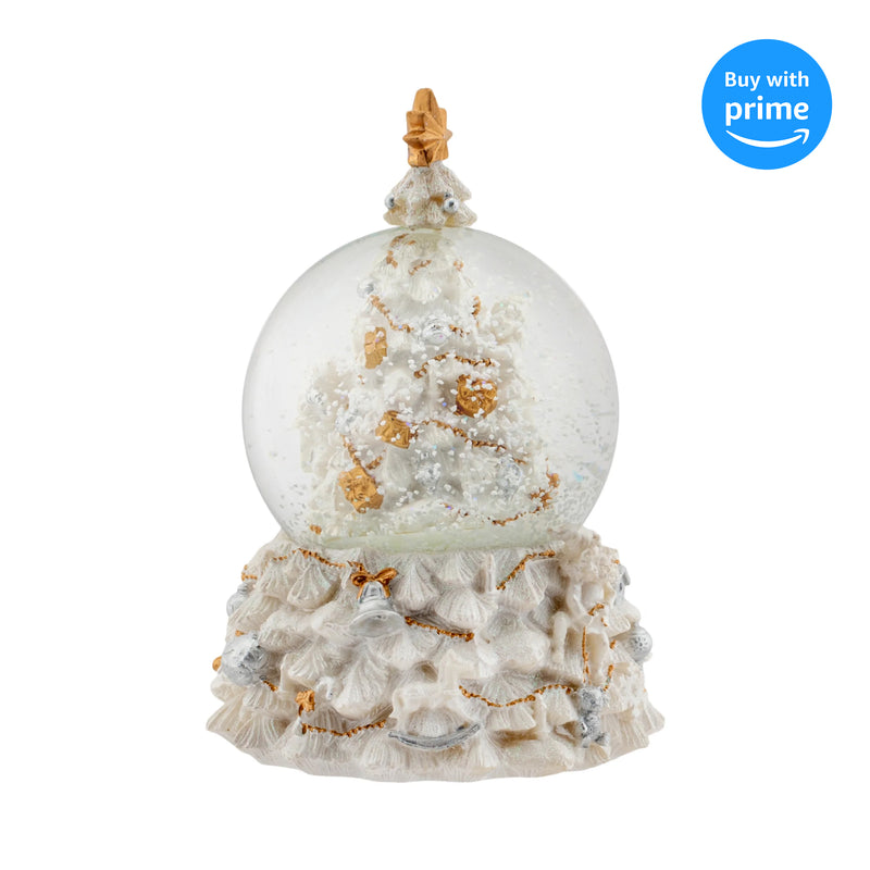 Front view of Revolving Christmas Tree Musical Snow Globe