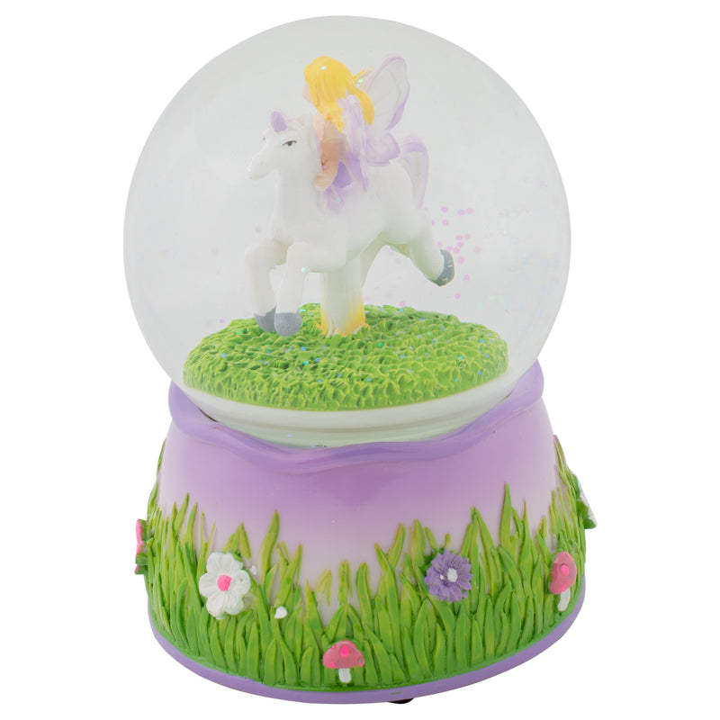 Purple Fairy and Unicorn Rotating Figurine 100MM Water Globe Plays Tune You are My Sunshine