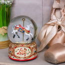 Gilded Gold Tone Cupid and Carousel Horse 100MM Musical Water Globe Plays Tune Unchained Melody