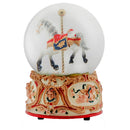 Gilded Gold Tone Cupid and Carousel Horse 100MM Musical Water Globe Plays Tune Unchained Melody