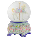 Purple Floral Horse and Carousel 100MM Musical Water Globe Plays Tune Carousel Waltz