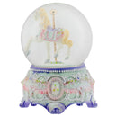 Purple Floral Horse and Carousel 100MM Musical Water Globe Plays Tune Carousel Waltz