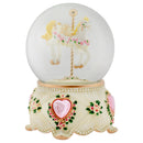Rose Garland Horse and Carousel 100MM Musical Water Globe Plays Tune Carousel Waltz