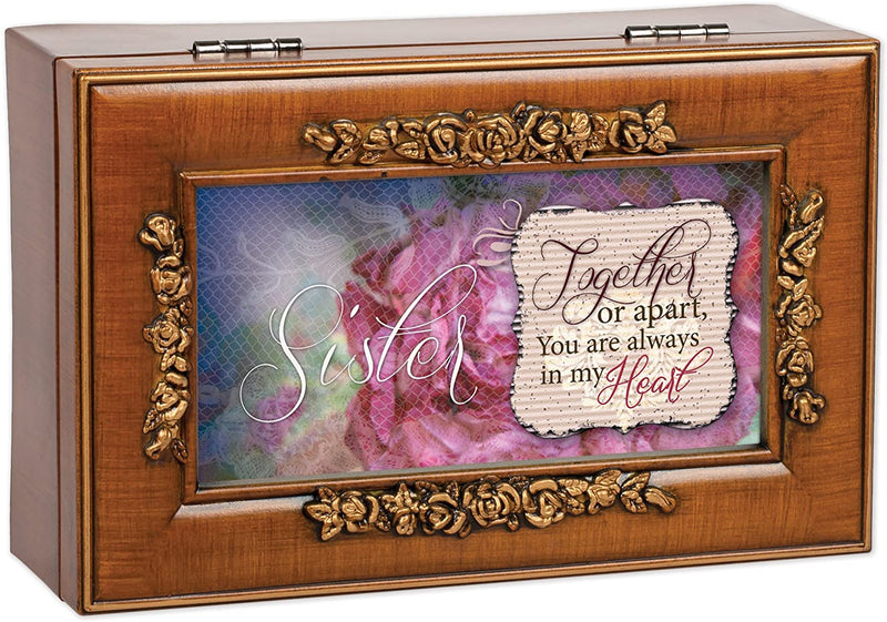 Home décor keepsake and trinket box made with hidden musical mechanism inside