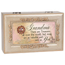 Grandma Champagne Silver Petite Rose Music Box Jewelry Box Plays Amazing Grace