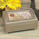 Grandma Champagne Silver Petite Rose Music Box Jewelry Box Plays Amazing Grace