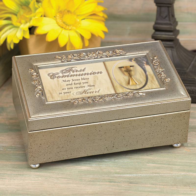 First Communion Music Box with "How Great Thou Art"