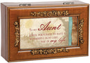 Aunt Fortunate to Have You Woodgrain Embossed Jewelry Music Box Plays Wonderful World