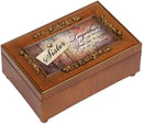 Top down view of Sister Always in My Heart Woodgrain Embossed Rose Petite Music Box