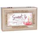 Home décor keepsake and trinket box made with hidden musical mechanism inside