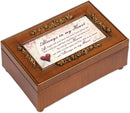 Top down view of Always in My Heart Woodgrain Embossed Rose Petite Music Box