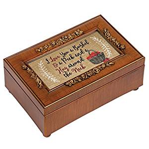 I Love You Bushel and a Peck Woodgrain Embossed Jewelry Music Box Plays You Are My Sunshine