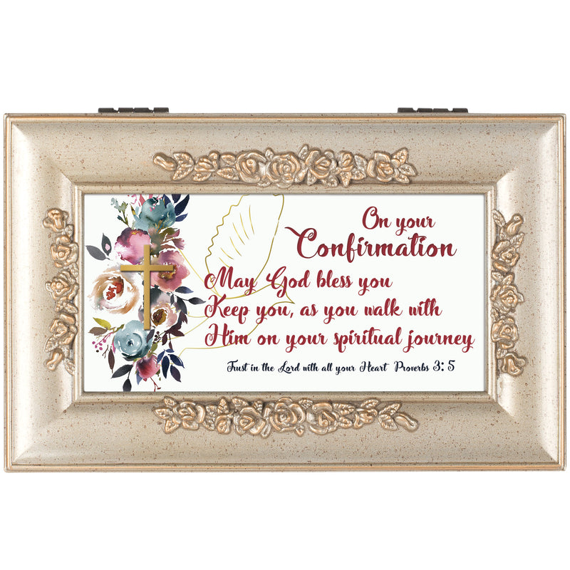 Your Confirmation Petite Rose Music Box Plays How Great Thou Art