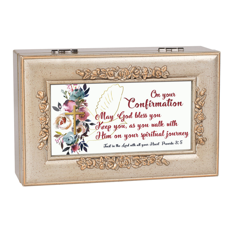 Your Confirmation Petite Rose Music Box Plays How Great Thou Art