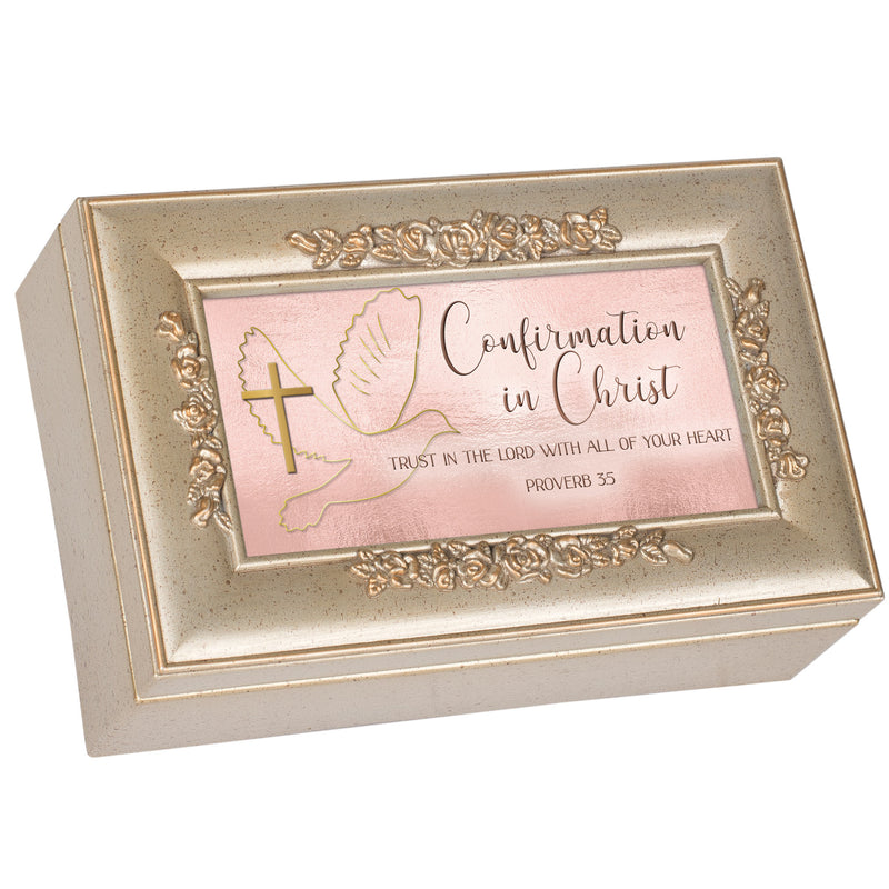 Confirmation In Christ Petite Rose Music Box Plays Amazing Grace