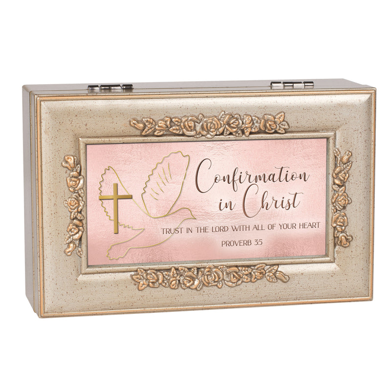 Confirmation In Christ Petite Rose Music Box Plays Amazing Grace
