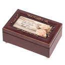 Top down view of Noble Woman Embossed Petite Rosewood Jewelry and Music Box