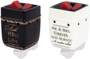Front view of 2 piece set Faith Hope Love "Mr" & "Mrs" "Forever and Always" Plug-in Wax Tart Oil Candle Warmer