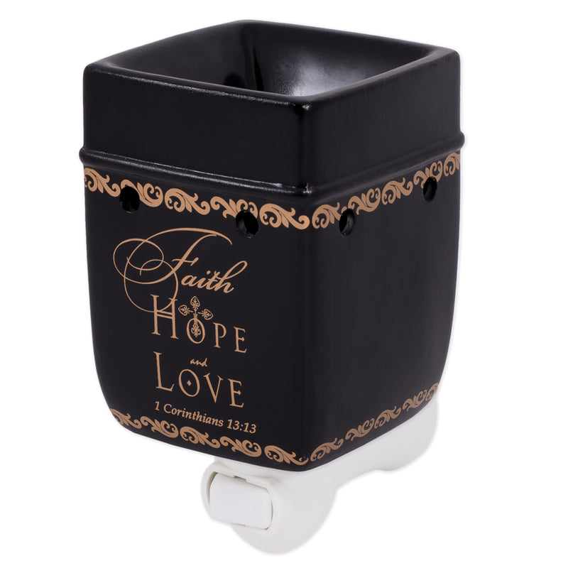 Front view of Faith Hope Love Plug-in Outlet Wax and Oil Warmer