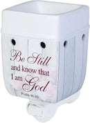 2 Pc Set Refuge Under His Wings, Be Still Scripture Ceramic Stoneware Plug-In Tart Oil Wax Warmers